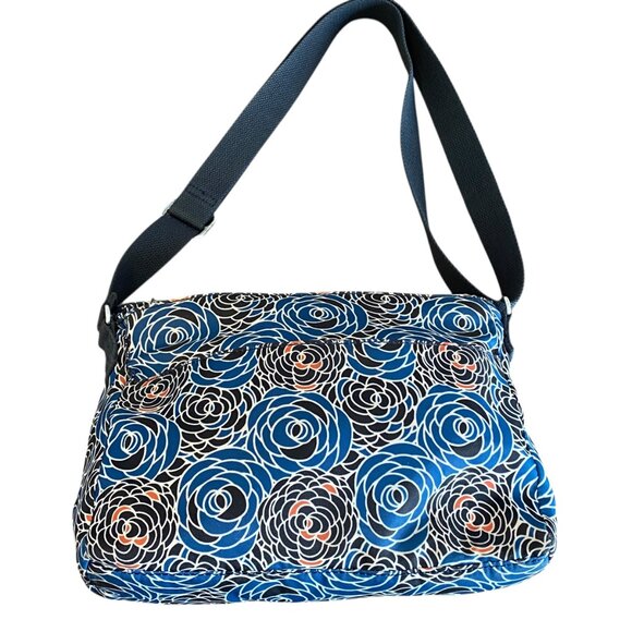 Kipling Angie Crossbody Travel Purse Bag Blue Floral Print #199N - Picture 2 of 9